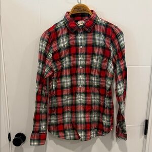 J.Crew Red and Black Plaid Men's Shirt size small